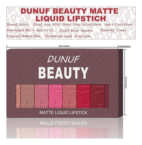L/x Asdda Set De Labiales Mate A Prueba De Agua Dunuf, 8 .