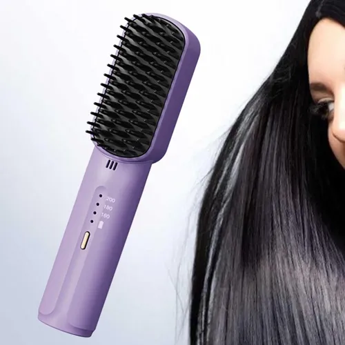 Peine Alisador De Pelo Calentado Con 3 Temperaturas Violeta