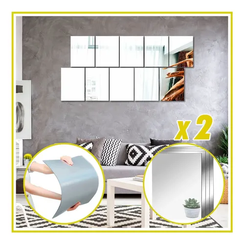 Pack X2 Espejos Rectangulares Acrílicos Autoadhesivos 30×40