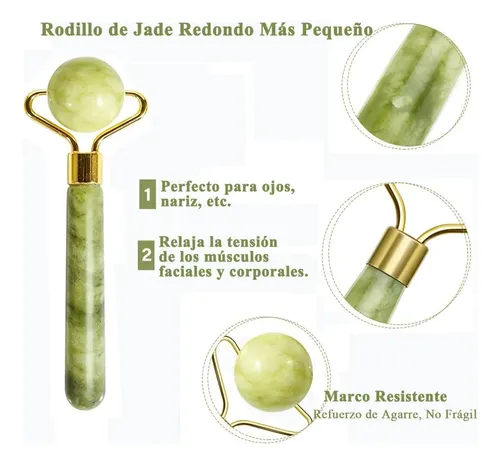 Rodillo Facial De Jade Con Textura Y Piedra Gua Sha