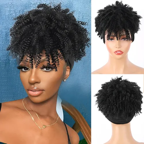 Diadema Wigs Brown Para Peluca Corta Afro Afro Ombre Negra