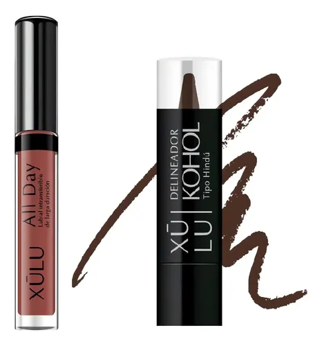 Lip Combo Kohol Marron + Labial All Day Xulu Color Marrones