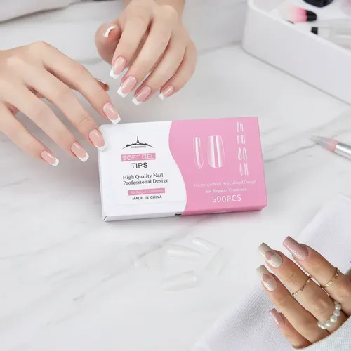 Tips Para Soft Gel Paris Night X500 Cuadrada Caja