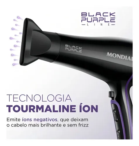 Secador De Pelo Mondial Scn-01 Black Purple 2000 Watts
