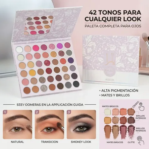 Paleta De Sombras 42 Tonos Gama Lavanda Rosa Mate Y Brillo