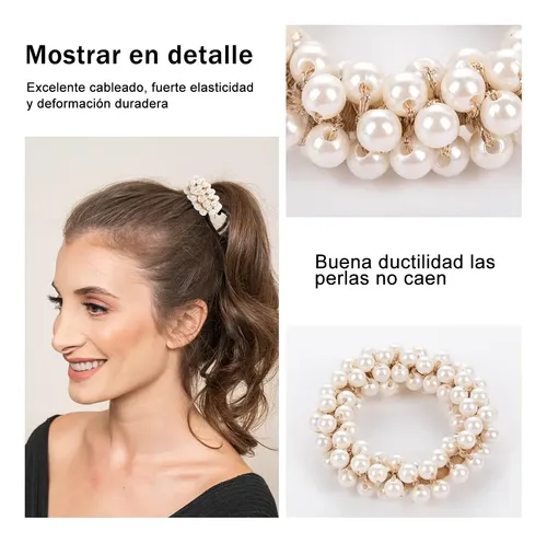 5 Scrunchies Elásticos Para Cabello Perlas Niñas