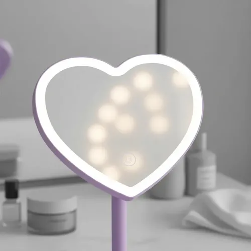 Espejo De Maquillaje De Pie Luz Led Corazon Pila Stnffive
