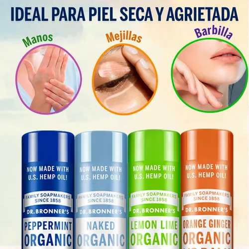 Kit Balsamo Labial Organico Dr Bronner`s 4 Aromas De 4g C/u