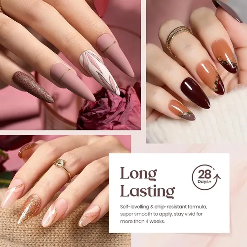 Set 36 Esmaltes Gel Colores Variados Con Base Y Top Coat