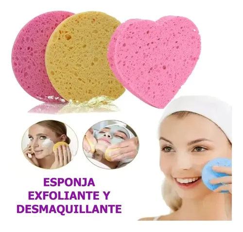 Pack 4 Unids Esponja Facial Exfoliante Desmaquilladora Suave