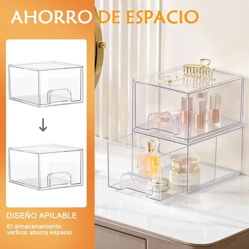 1 Caja De Almacenamiento De Cosméticos Apilable Con Cajones Claro