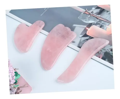 Rodillo Jade Rosa Natural Y Gua Sha Para Masaje Facial