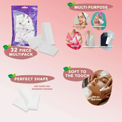 Cuñas Cosméticas Earth & I 32 Unidades Precortadas Sin Látex