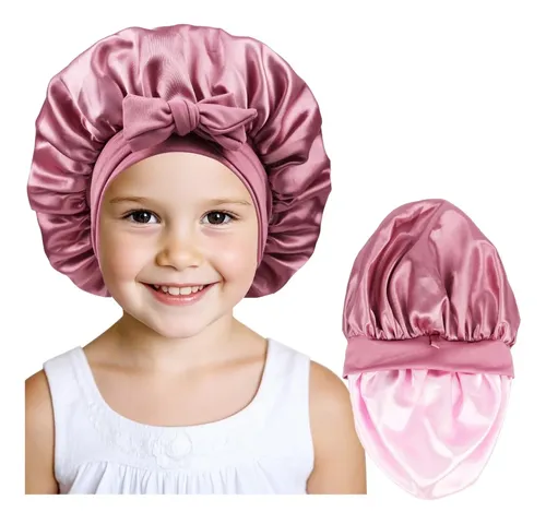 Gorro Satén Doble Lazo Para Niño Dormir Baño