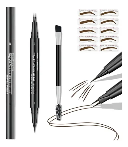 Lápices De Cejas 2 En 1 Impermeables Marrón Oscuro Ultra Pre