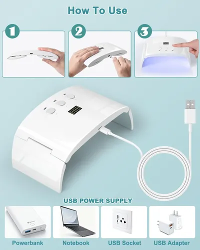 Lámpara Uv Led Para Uñas Blanca Con Temporizador Y Pantall