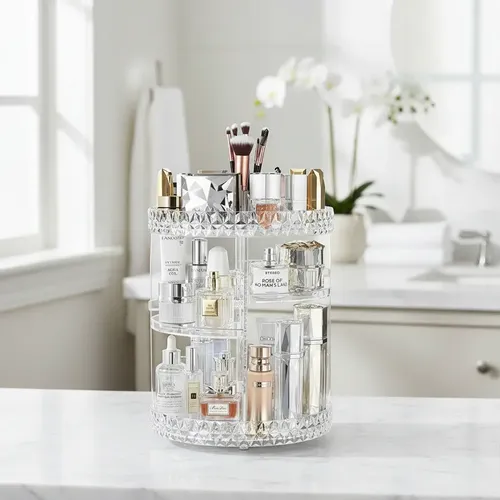 Organizador Maquillaje Giratorio Acrílico Transparente Grand
