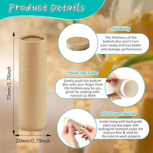 Tubo De Bálsamo Labial De Cartón De 0.3 Oz, 50 Unidades, Pap