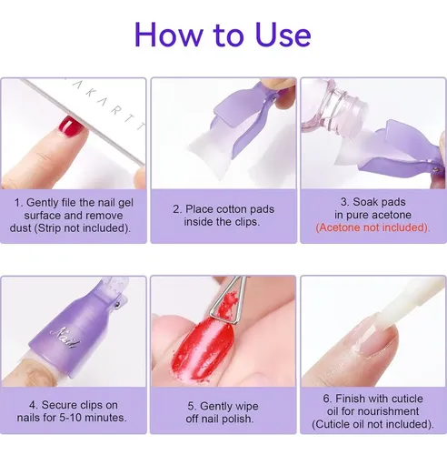 Kit De Clips Para Quitar Esmalte En Gel Makartt 20 Piezas