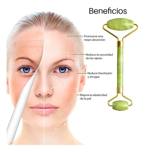 Jade Roller Facial Relaja Reduce Hinchazon Bolsas Ojeras Ojo