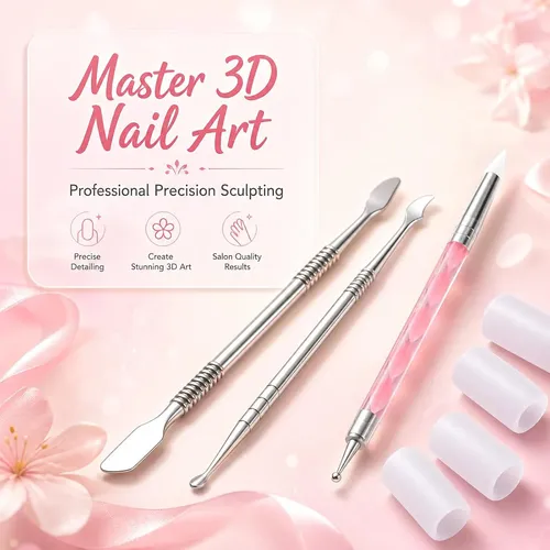 Set 3 Herramientas Silicona Para Uñas Gel Y Acrílico