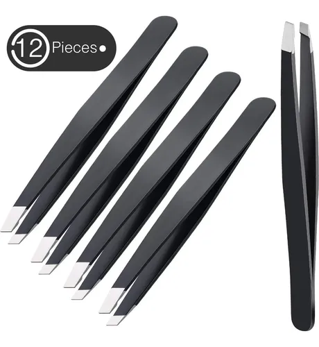 Juego De 12 Pinzas Para Cejas Mudder De Acero Inoxidable