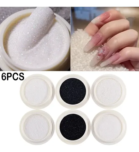 6 Piezas De Polvo De Glitter Para Uñas, Pigmento Para Manicu 6pcs