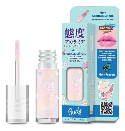 Brillo Labial Hidratante Rude Cosmetics Manga Collection Sparkle Lip Oil Mint Efecto pH
