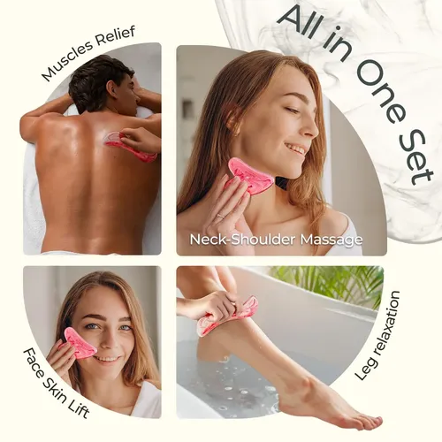 Kit 2 Gua Sha Scienlodic Resina Rostro Cuerpo Rojo