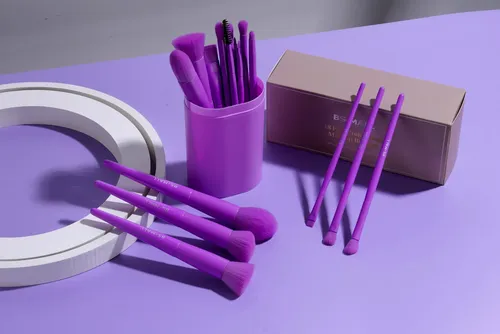 Set De Brochas De Maquillaje Bs-mall 18 Unidades Morado