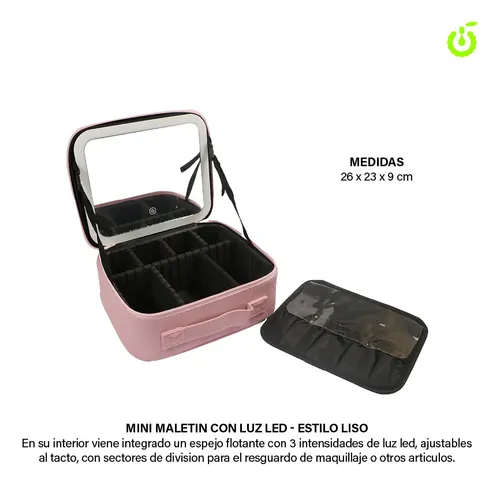Organizador De Bolsa De Cosméticos Con Espejo Led Cherimoya