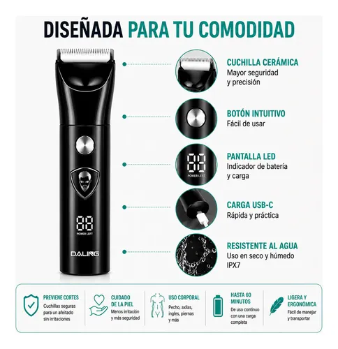 Maquina De Afeitar Corporal Hombre Razor Recargable Usb