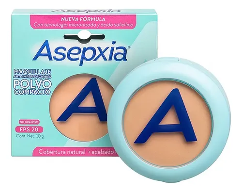 Asepxia Base de Maquillaje en Polvo Compacto Tono Natural 10mL 10g