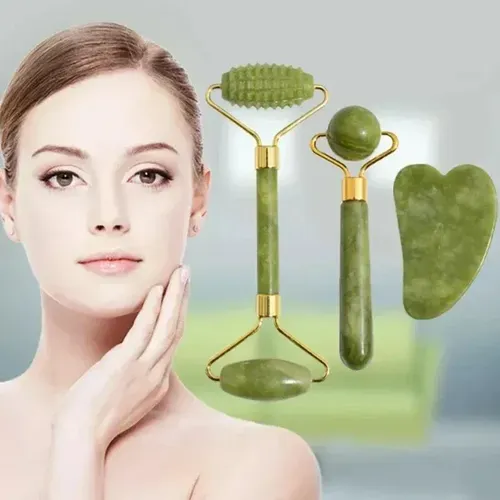 Roller Face Stone Guasha Natural 2026 Jade Natural Body 3pcs Set