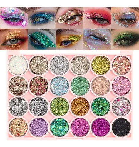Paleta De Sombras Glitter 24 Colores Evpct