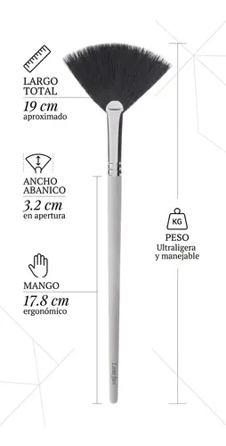 Brocha Maquillaje Luxe Fan Abanico Iluminador Melody Scher Blanco