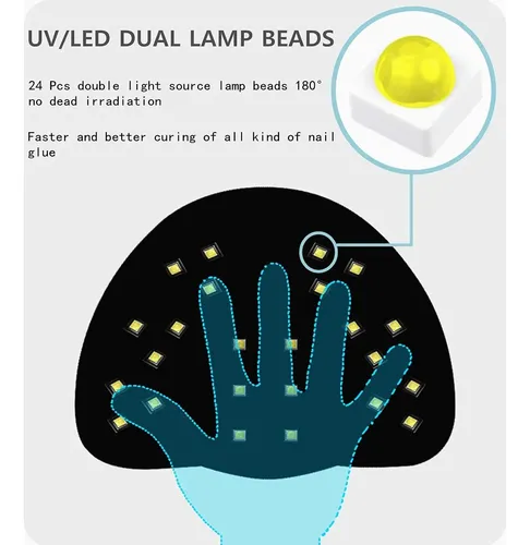 Lámpara Uv Led 48w Para Uñas, Portátil Y Automática