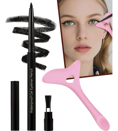 Lápiz De Eyeliner Negro Retráctil Sumeitang Con Plantilla