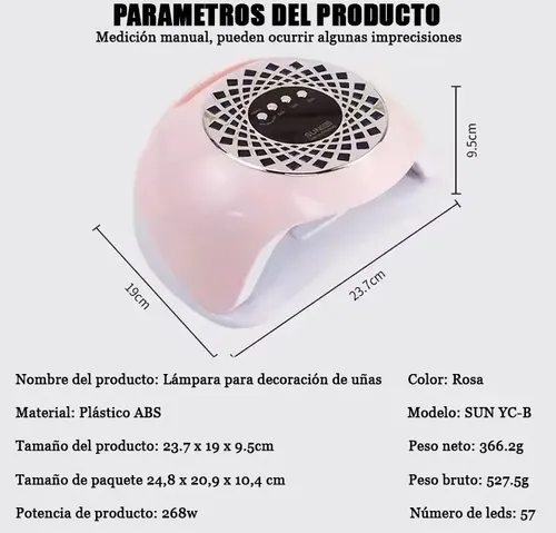 Cabina Uñas Profesional Led Uv Yc-57b 268w Soporte Celular