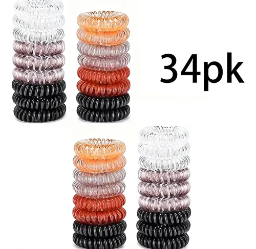 34pcs Multicolor Cabello En Espiral Elástica Accesorio Qd