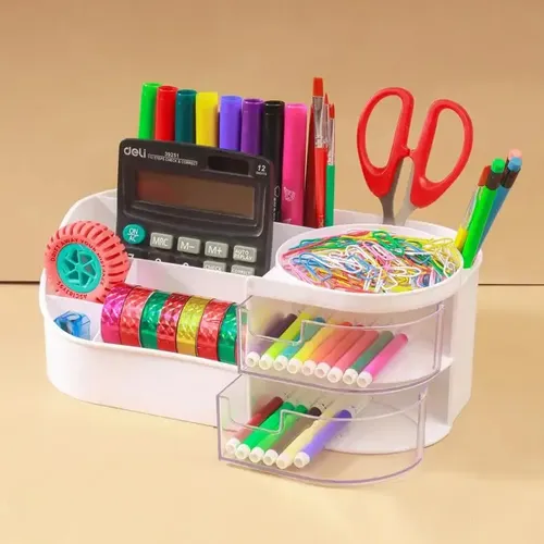Organizador Maquillaje Cosméticos 5 Compartimientos+cajones Color Blanco