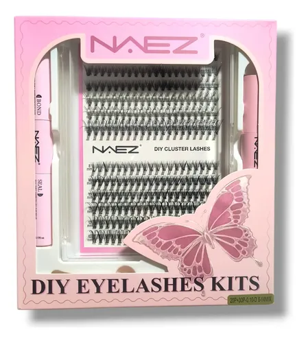 Kit de Pestañas Postizas Naez DIY Cluster Lashes con Adhesivo y Pincel para Extensión