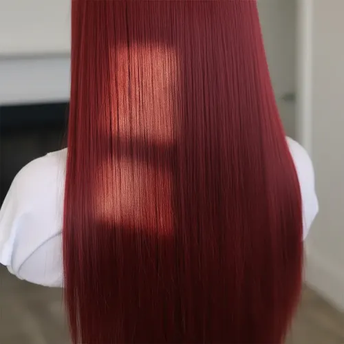 Peluca Lace Front Adiolacba Premium Símil Natural 70 Cm Tamaño De La Base Regulable Tono Rojo Borgoña
