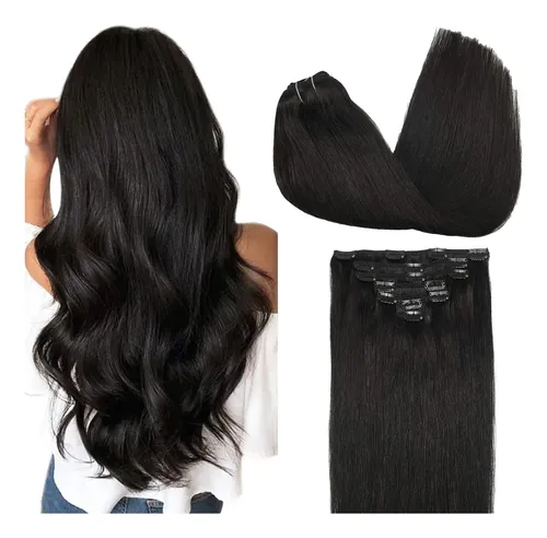 Extensiones De Cabello Natural Negro,120g, 7unid