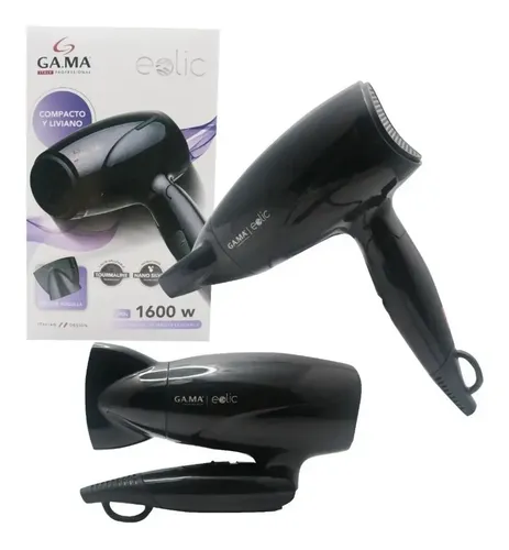 Secador De Pelo Gama Eolic Mini 1600w Compacto De Viaje Negro