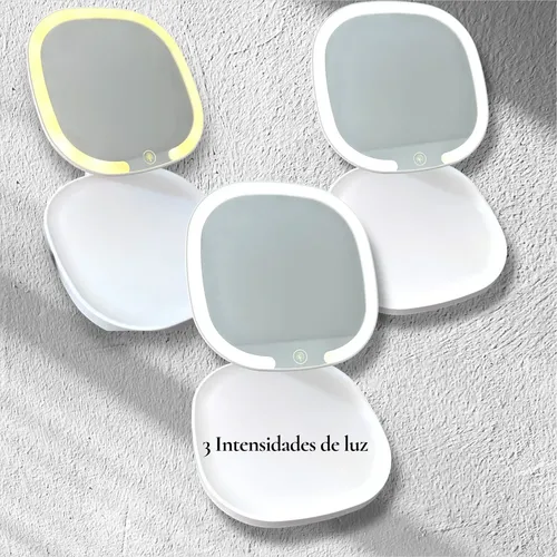 Espejo De Maquillaje Con Luz Led Plegable Portatil