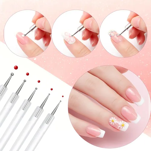Set 5 Herramientas Para Uñas Dibujo Y Decoración