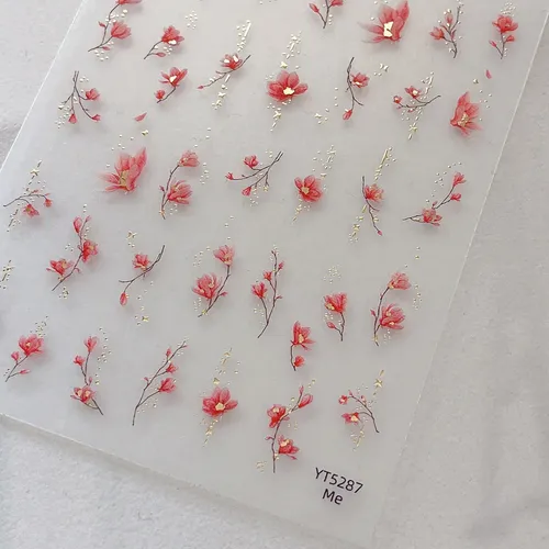 Pegatinas De Uñas Con Flores De Oro Magnolia