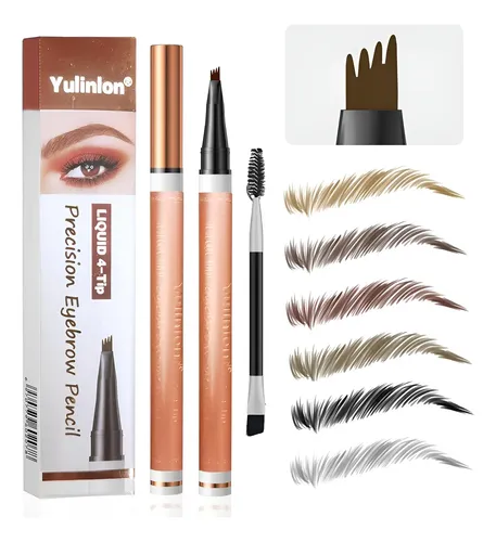 Lápiz De Cejas 4 Puntas Yulinlon Marrón Oscuro Impermeable