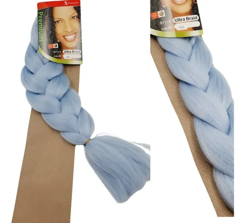 Kanekalon Extension Pelo Termico Trenza Africana 60cm Lfme Celeste Super Claro A33